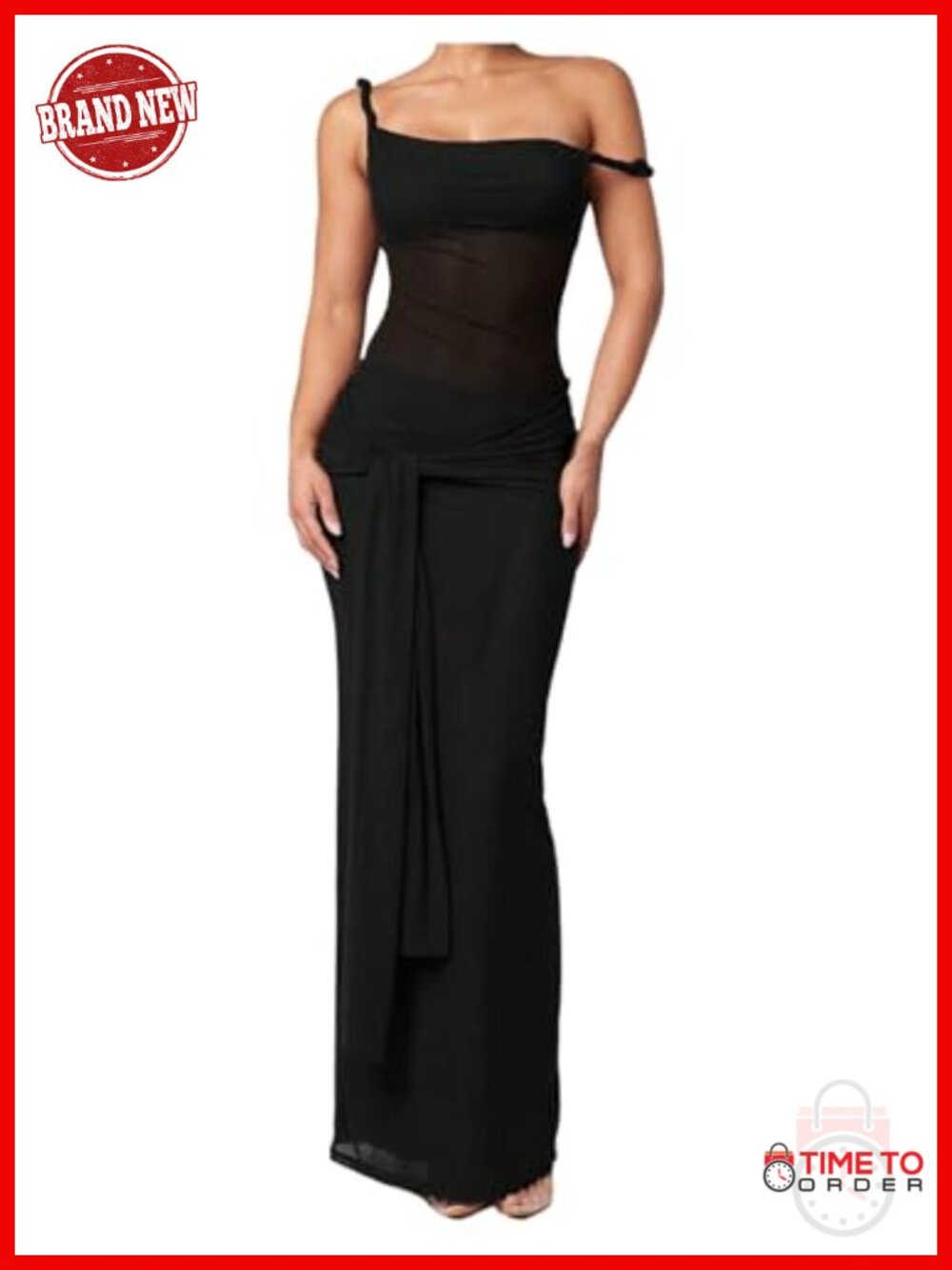 Off Shoulder Tie Knot Maxi Dress Sleeveless Formal Wedding Guest